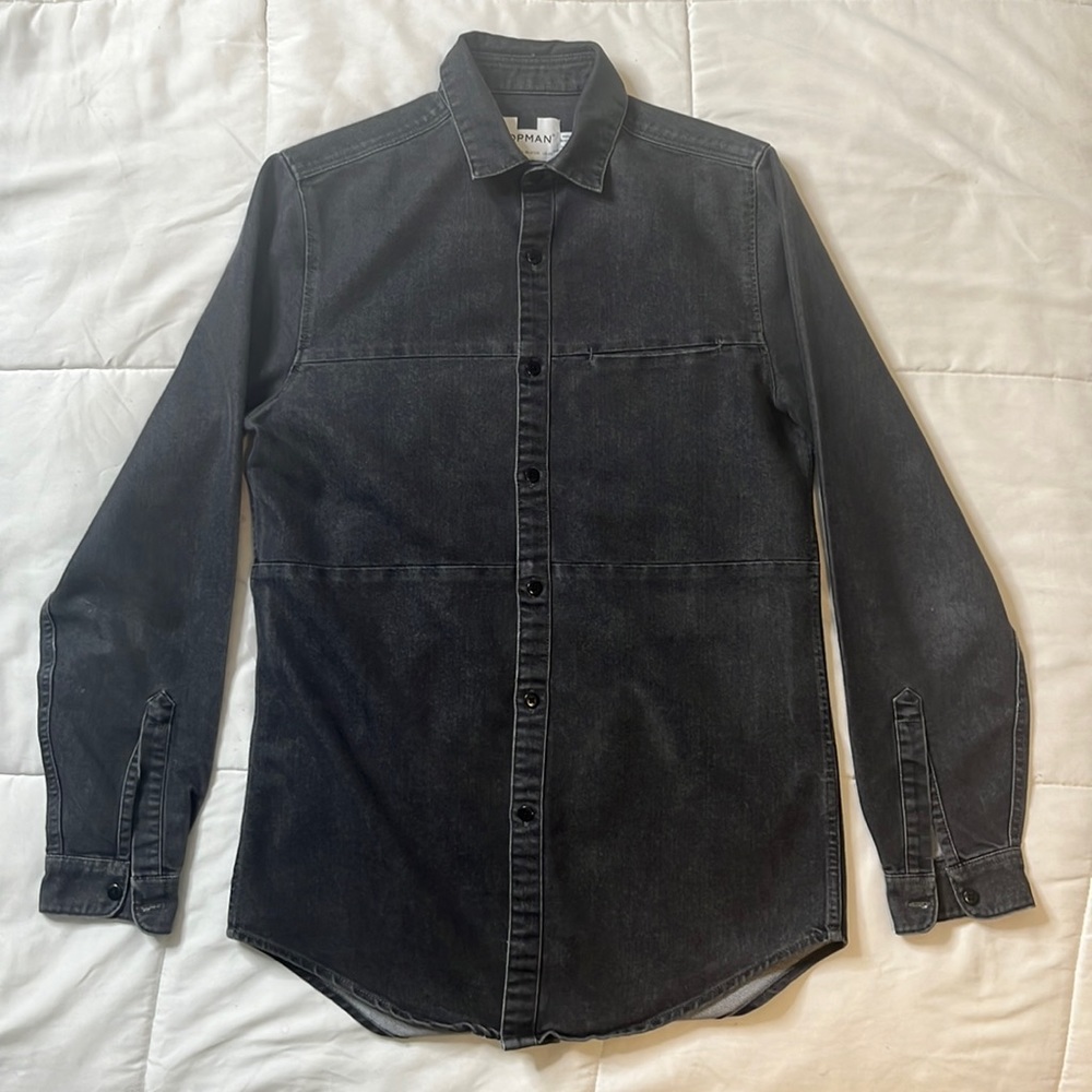 Vintage Topman Black Button Up 68% Cotton 32% Polyester